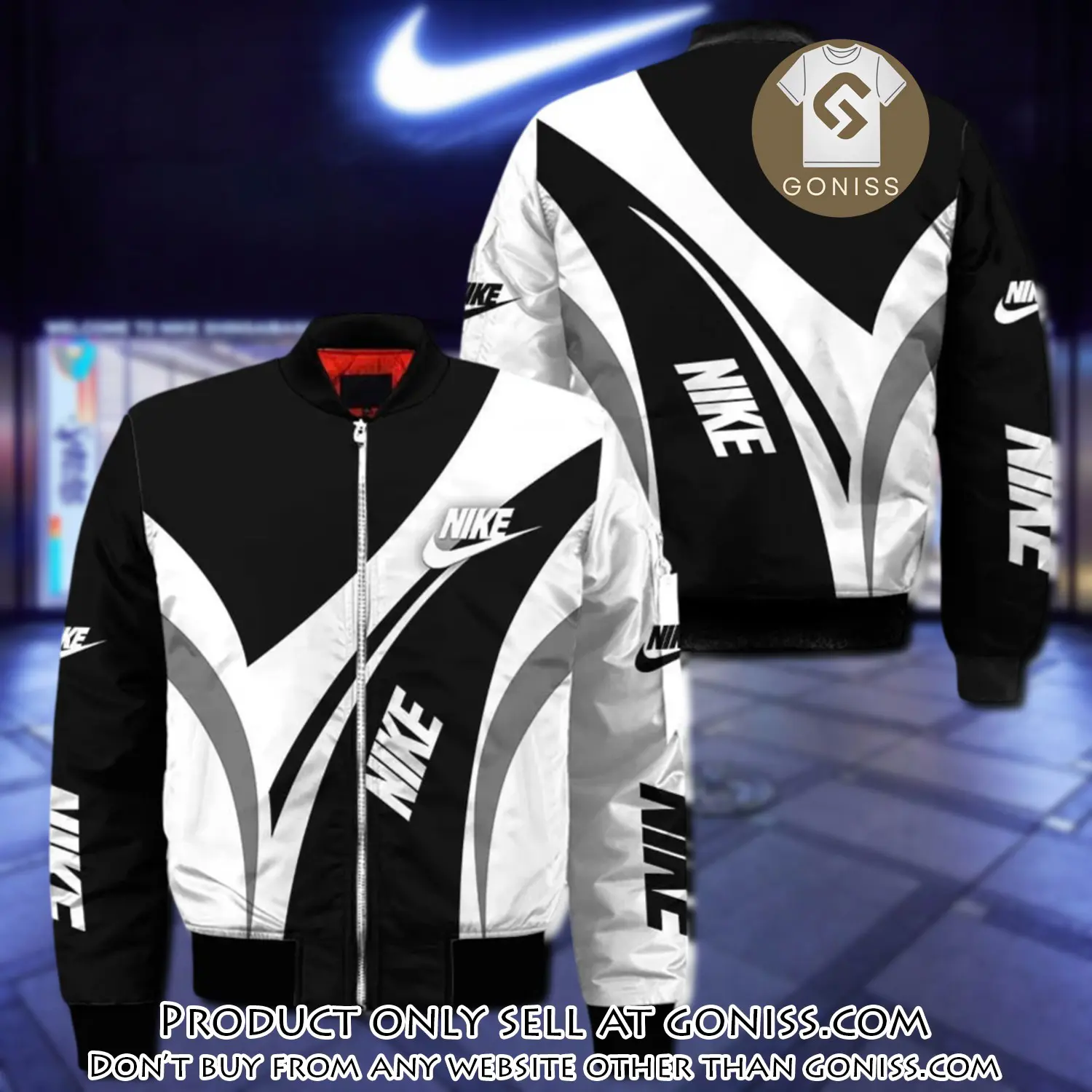 Nike white black luxury brand bomber jacket outfit for men women gn5536341